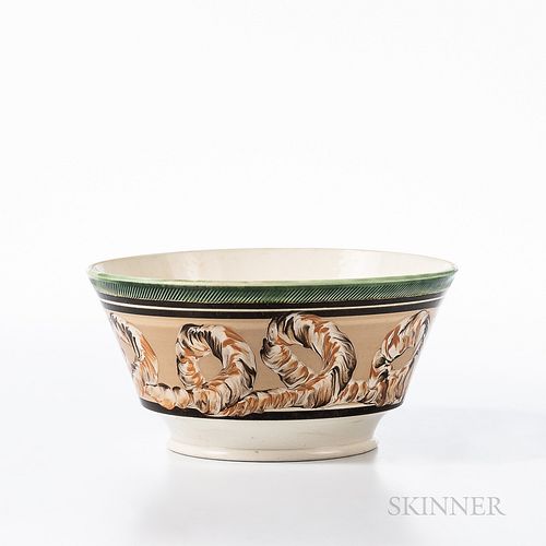 Cable and Slip-decorated Pearlware Bowl