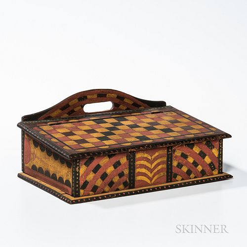 Paint-decorated Slant-lid Box Attributed to the Checkerboard Artist