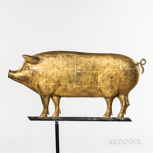 Gilded Molded Sheet Copper Pig Weathervane