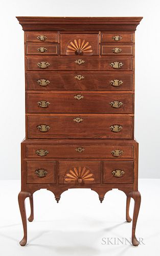 Queen Anne Walnut Inlaid High Chest of Drawers