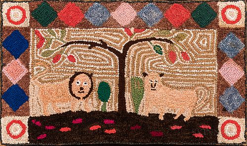 Lion and Lamb Hooked Rug
