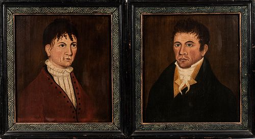 American School, Early 19th Century      Pair of Portraits, Man and Woman