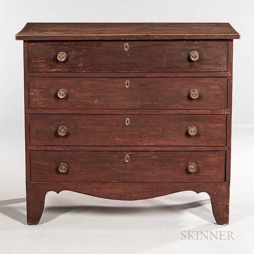 Red-painted Chest of Four Drawers