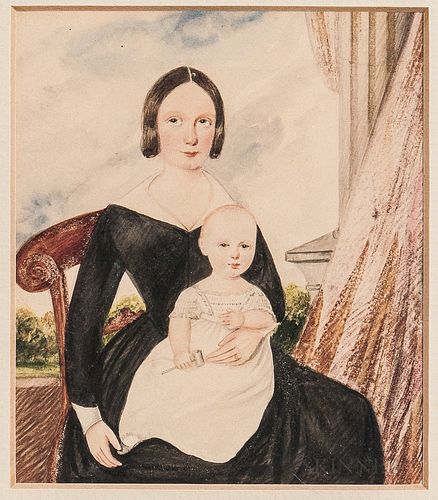 American School, 19th Century      Woman and Child with Drapery