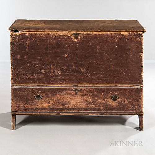 Red-painted Pine Chest-over-Drawer