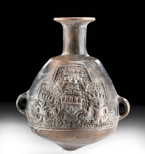 Inca Pottery Aryballos w/ Figures