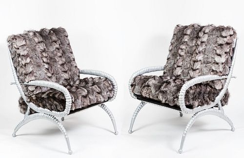 Pair of Rare Sable Horn Chairs by Arthur Court