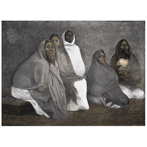FRANCISCO ZÚÑIGA, Grupo de mujeres, Signed and dated 1977, Lithography 32 / 100, 22 x 29.9" (56 x 76 cm)