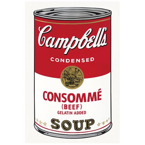 ANDY WARHOL, II.52 : Campbell's Consommé Beef Soup, Stamp on back, Serigraphy without print number, 31.8 x 18.8" (81 x 48 cm)