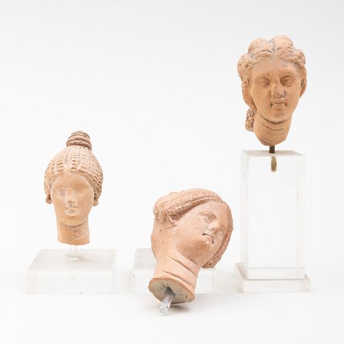 Group of Three Greek Terracotta Heads of Women