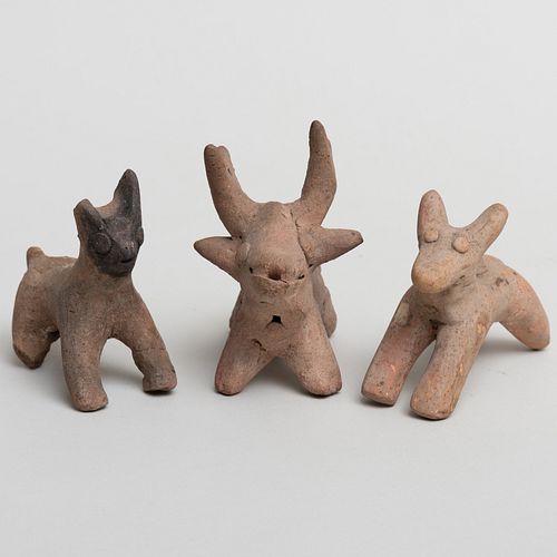 Group of Three Ancient Persian Pottery Stag Votives