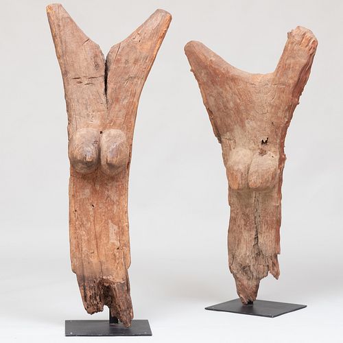 Two Dogon Toguna Wooden Posts, Mali