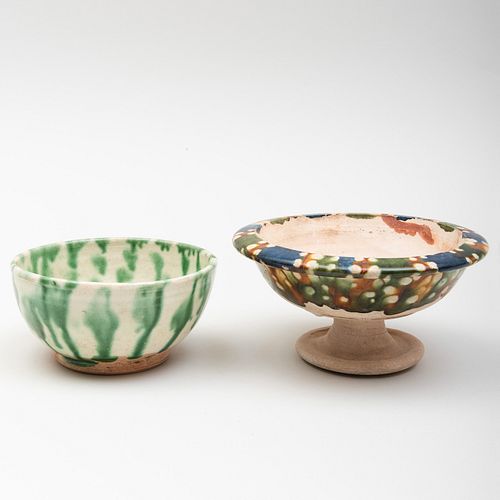 Two Chinese Tang Style Speckle Glazed Dishes