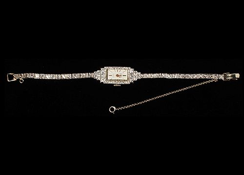 Lady's Nastrix 14k White Gold and Diamond Wrist Watch