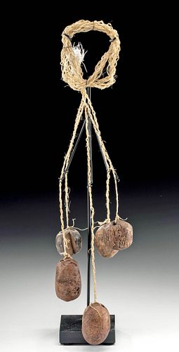 Early 20th C. Alaskan Inuit Sinew, Bone & Ivory Bola