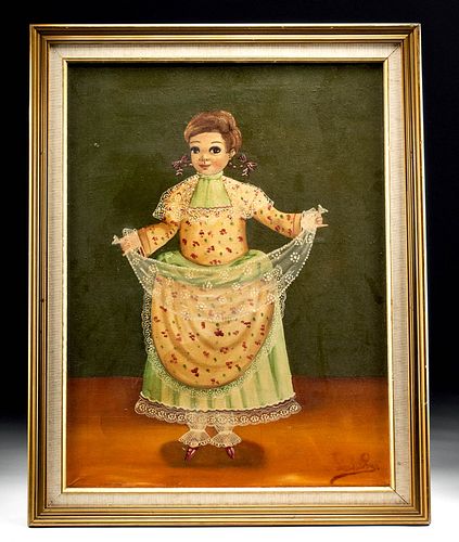 Signed Framed Agapito Labios Painting, 1940s