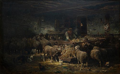 Charles Emile Jacque (Fr. 1813-1894)     -  Feeding the Sheep, 1848   -   Oil on canvas