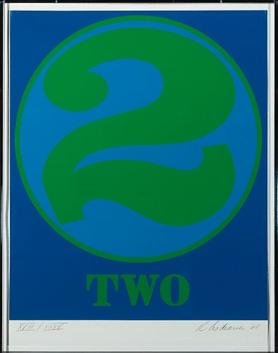Robert Indiana (Am. 1928-2018)     -  Two (Numbers Series), 1968   -   Colored silkscreen, framed under plexiglass