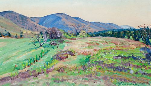 Chris Huntington (Am. b. 1938)     -  "Morning-Sunrise Valley" 1990   -   Oil on board