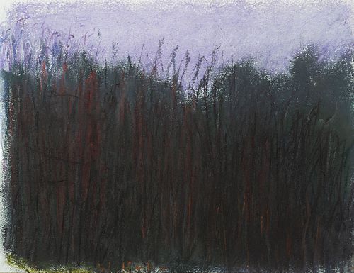 Wolf Kahn (Am. 1927-2020)     -  Purple and Black   -   Pastel on paper, framed under glass