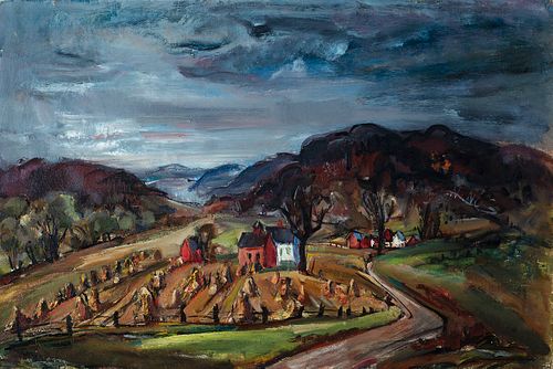Marion Huse (Am. 1896-1967)     -  "The Lower Road" (Pownal, VT)   -   Oil on canvas