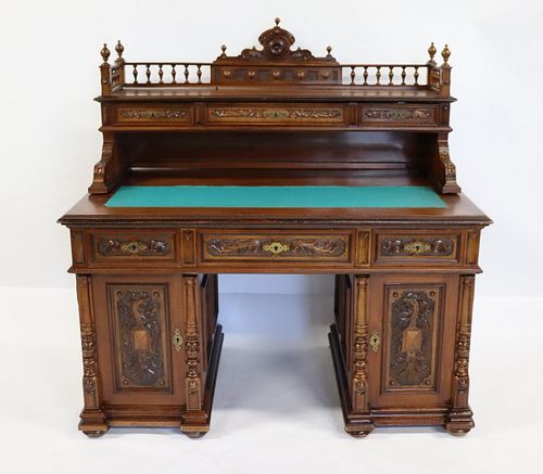 Victorian German Carved Writing Desk