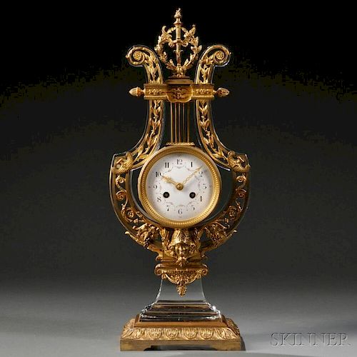 French Lyre-form Mantel Clock