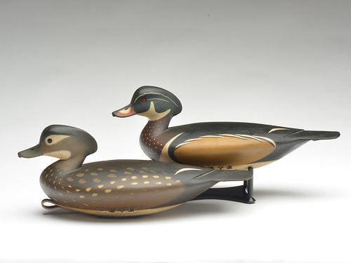 Pair of hollow carved wood ducks, Pete Peterson, Cape Charles, Virginia.