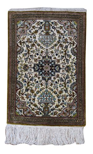 Exteremly Fine Persian Silk Qum - 1'11'' X 2'10''