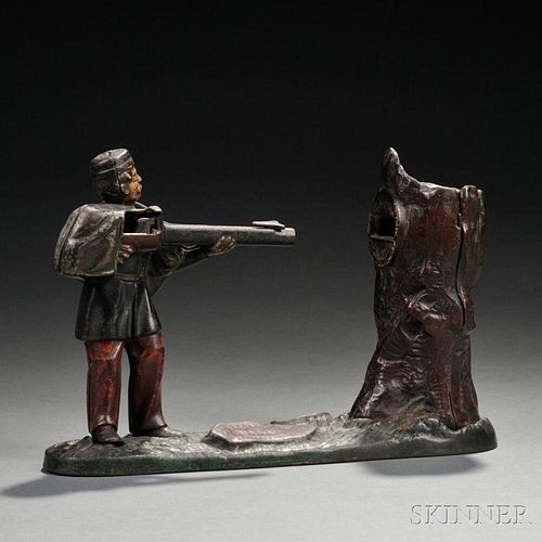 Painted Cast Iron Mechanical "Grenadier" Bank