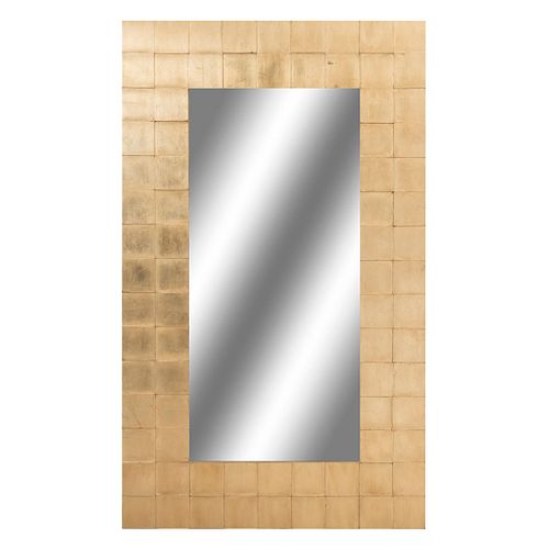 Mirror. 20th century. Carved wood. Chrome finish, decorated with geometric elements.