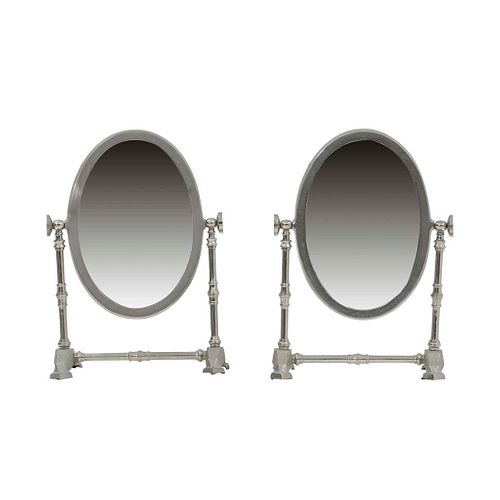 Lot of 2 mirrors. 20th century. Cheval style. Made in pewter.