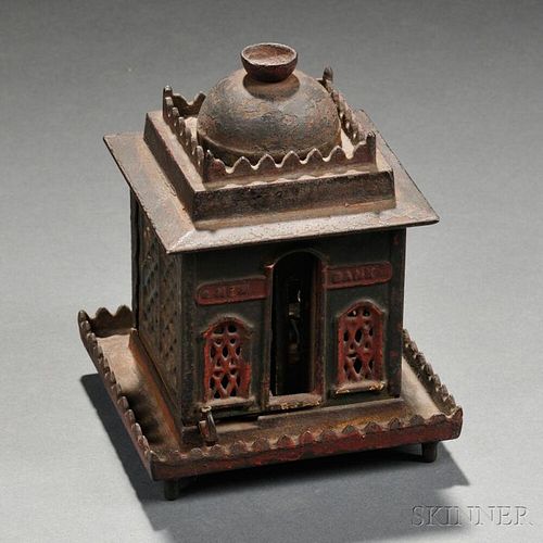 Painted Cast Iron Mechanical "New Bank" Bank