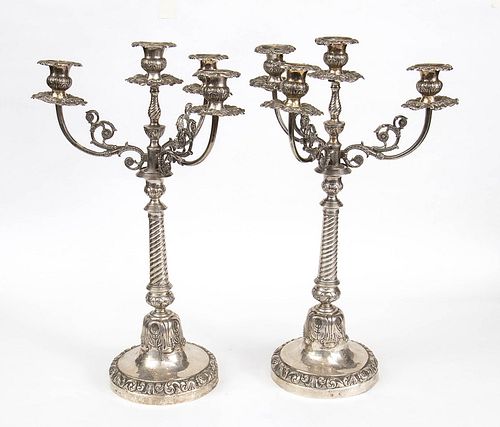 A pair of Italian silver candelabra - Naples, Gabriele Sisino after 1830