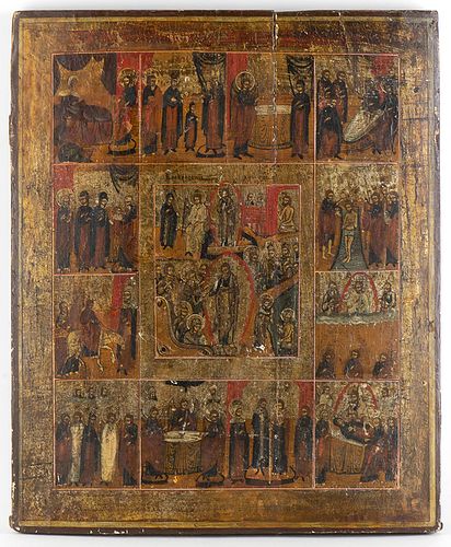 A Russian icon of the Twelve Great Feasts - 1705-1755