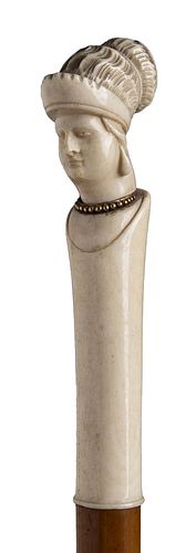 An ivory mounted walking stick cane - England early 20th Century