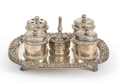 An Italian silver 833/1000 inkwell - Naples 1832-1872
