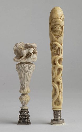 Two wax seals; Germany carved bone and Chinese carved ivory - 19th Century