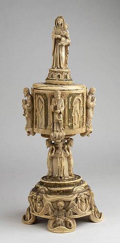 A German ivory lidded cup - late 18th Century<br>