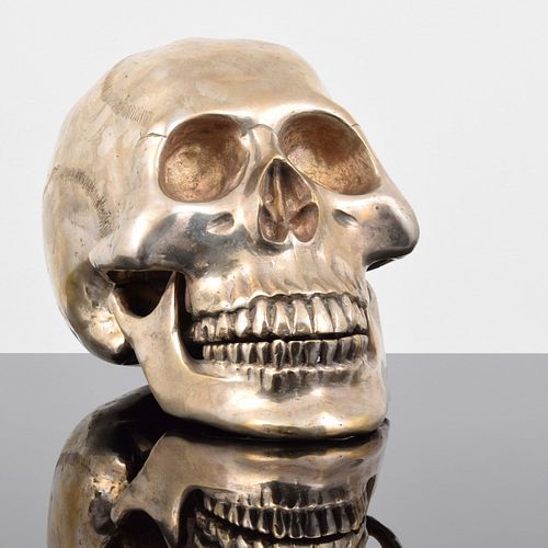 Large Metal Skull Sculpture, Manner of Damien Hirst