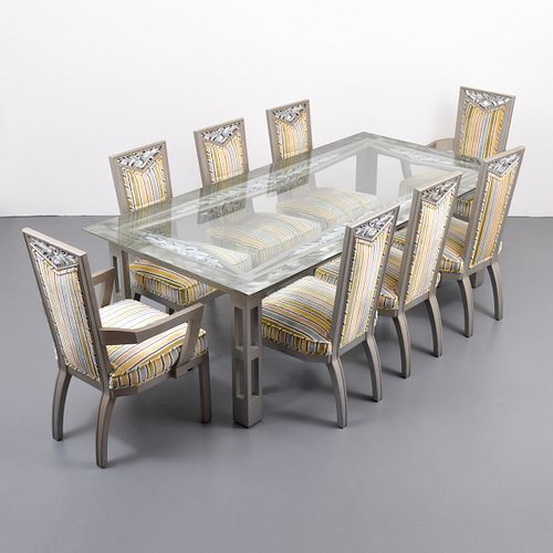 James Mont Dining Table & 8 Chairs