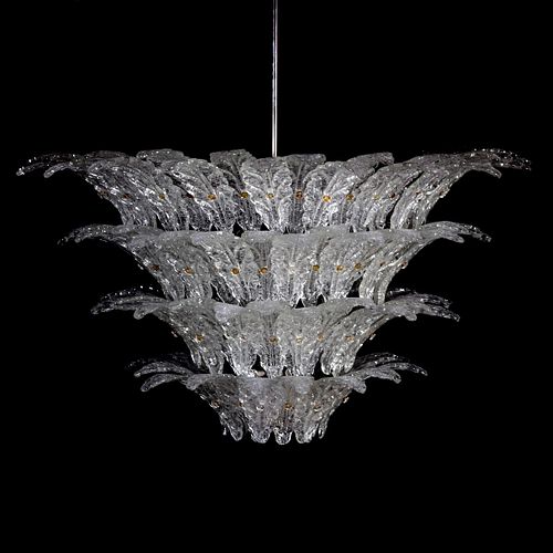Large Chandelier Attributed to Barovier & Toso, Murano