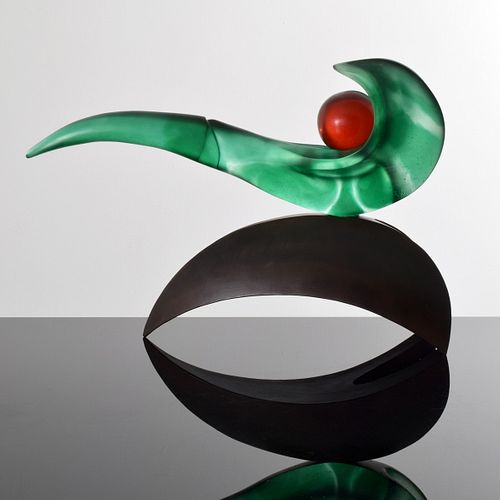 Large Brian Russell Abstract Glass Sculpture