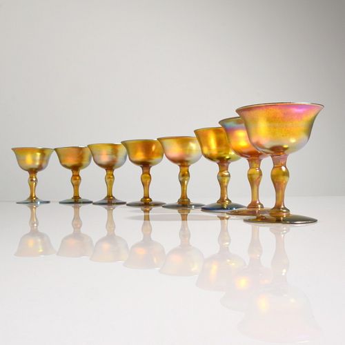 L.C. Tiffany Favrile Goblets, Set of 8