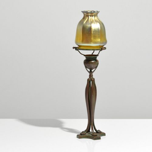 Tiffany Studios & Louis Comfort Tiffany Bronze Favrile Candlestick Lamp