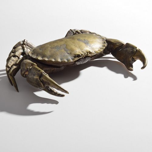 Bronze Articulated Life-size Crab Inkwell, Manner of Wesley Trippett