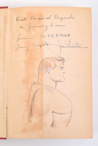 George Lowther Superman Book, Signed 1st Ed. w/ Drawing