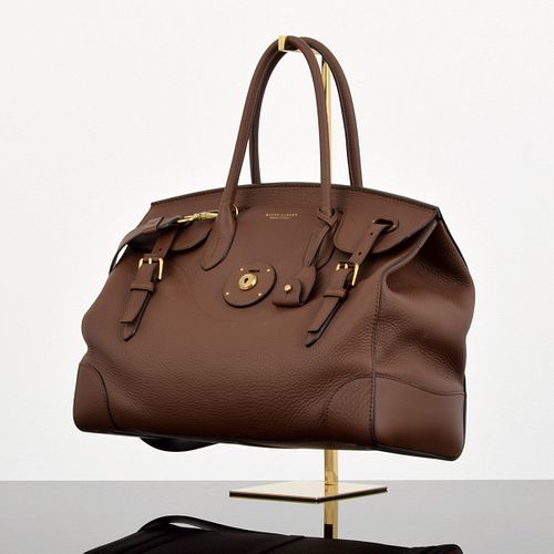 Ralph Lauren Soft Ricky Bag, Brown Grained Leather