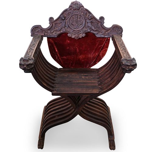 Antique Wood Savanorola Chair