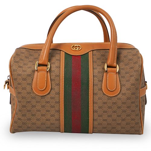 Gucci Leather and Canvas Handbag